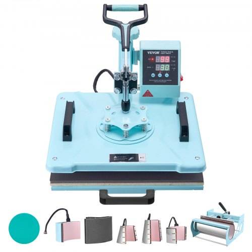 VEVOR Hitzepresse Transferpresse 38x38cm 8 in 1 Tumbler Presse T-Shirts Blau