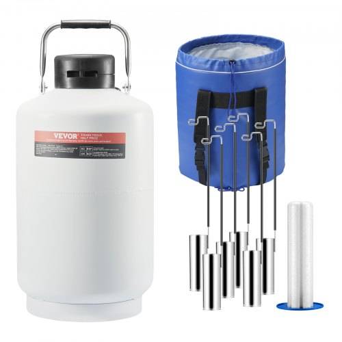 VEVOR Flüssigstickstofftank, 10 l Flüssigstickstoffbehälter aus Aluminiumlegierung, LN2-Tank-Dewar mit 6 Kanistern und Tragetasche mit Riemen, Kryo