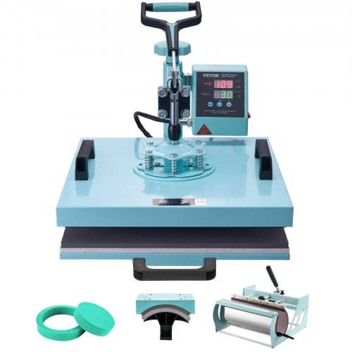VEVOR Hitzepresse, 15 x 15 Zoll, 5-in-1-Wärmeübertragungsmaschine mit 30-oz-Tumbler-Presse, 360° wegschwenkbares T-Shirt-Pressen, digitale präzise