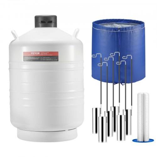 VEVOR Flüssigstickstofftank, 30 l Flüssigstickstoffbehälter aus Aluminiumlegierung, LN2-Tank-Dewar mit 6 Kanistern und Tragetasche mit Riemen, Kryo