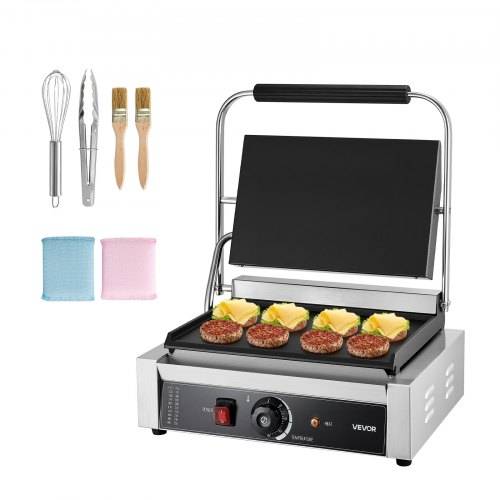 VEVOR kommerzieller Panini-Grill Kontaktgrill 2200 W für Sandwiches Steak Bacon Hamburger, Sandwichmaker Pressgrill aus Edelstahl mit Griff