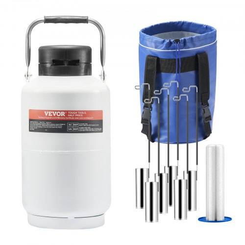 VEVOR Flüssigstickstofftank, 3 l Flüssigstickstoffbehälter aus Aluminiumlegierung, LN2-Tank-Dewar mit 6 Kanistern und Tragetasche mit Riemen, Kryog