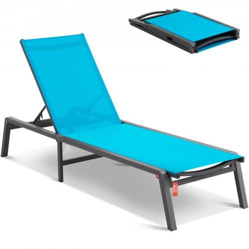 VEVOR Chaiselongue-Sessel für den Au_enbereich, Aluminium-Terrassen-Loungesessel mit 5 verstellbaren Positionen, klappbarer Pool-Loungesessel mit