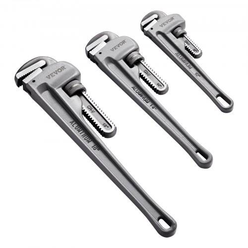 VEVOR 3-teiliges Rohrzangen-Set, 10" 14" 18" gerade Aluminium-Rohrzange, verstellbarer Sanitärschlüssel, mit hochfester Backe und ergonomischem Grif