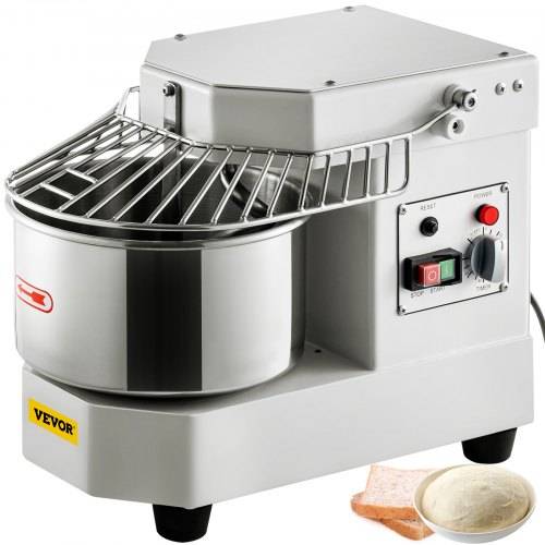 VEVOR Teigknetmaschine Küchenmaschine, 8 L Edelstahl Teigmixer, 450 W, einstellbar (130/233/414 U/min), inkl. Edelstahlschüssel, Sicherheitsschild
