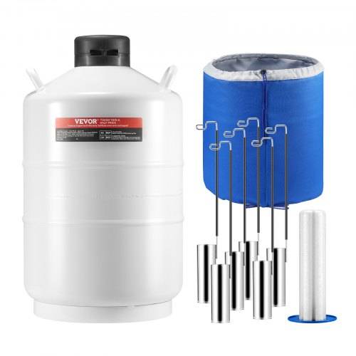 VEVOR Flüssigstickstofftank, 20 l Flüssigstickstoffbehälter aus Aluminiumlegierung, LN2-Tank-Dewar mit 6 Kanistern und Tragetasche mit Riemen, Kryo