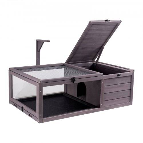 VEVOR Schildkrötenhabitat, Schildkrötenhaus aus Holz für drinnen und drau_en, Schildkrötengehege mit hängendem Lichtständer, 2-Zimmer-Reptilieng