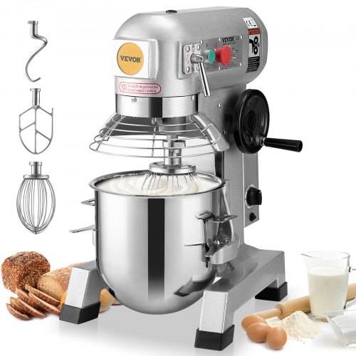 VEVOR Kommerzieller Küchenmixer, 18,7 l kommerzieller Standmixer mit 3 einstellbaren Geschwindigkeiten, 1100 W Teigmixer mit Edelstahlschüssel und