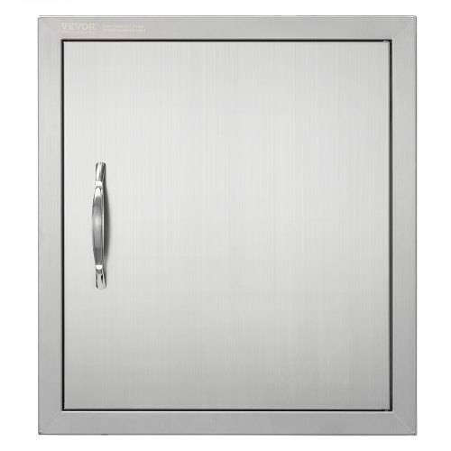 VEVOR Grill-Zugangstür, 457 x 508 mm, Einzelne Au_enküchentür, Flächenbündig Montierte Edelstahltür, Vertikale Wandtür mit Griff und Haken, fü