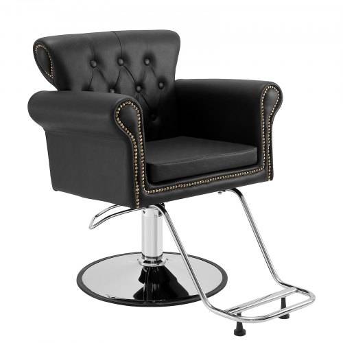 VEVOR Friseurstuhl 150 kg Gewichtskapazität Friseursessel aus Schwamm PU Holzplatte Eisen Bedienungsstuhl höhenverstellbar Barbersessel 360° drehba