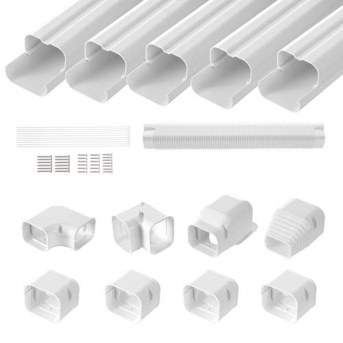 VEVOR Mini-Split-Line-Set-Abdeckung 76,2 mm B 3110 mm L, dekorative PVC-Rohrleitungsabdeckung für Klimaanlage mit 5 geraden Kanälen und vollständig