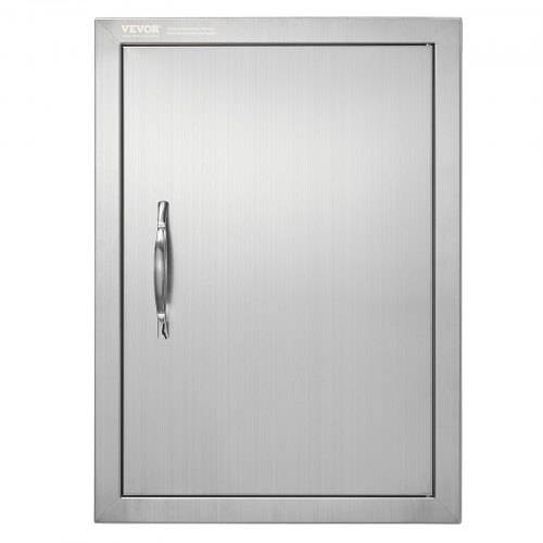 VEVOR Grill-Zugangstür, 407 x 559 x 46 mm, Einzelne Au_enküchentür, Flächenbündig Montierte Edelstahltür, Vertikale Wandtür mit Griff, für Gri