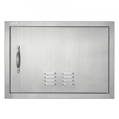 VEVOR Grill-Zugangstür, 610 x 432 mm, Einzelne Au_enküchentür, Flächenbündig Montierte Edelstahltür, Vertikale Wandtür mit Griff und Lüftungss