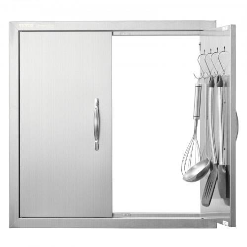 VEVOR Grill-Zugangstür, 610 x 610 mm, Doppelte Au_enküchentür, Flächenbündig Montierte Edelstahltür, Doppelwandige vertikale Tür mit Griffen un