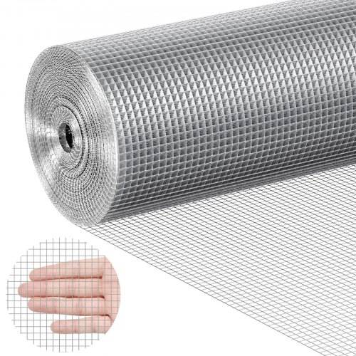 VEVOR Drahtgeflecht, 915 mm x 15,24 m, Volierendraht, 23 Gauge, feuerverzinkte Maschendrahtrolle, Maschendrahtzaun, Maschendraht für Kaninchenkäfige