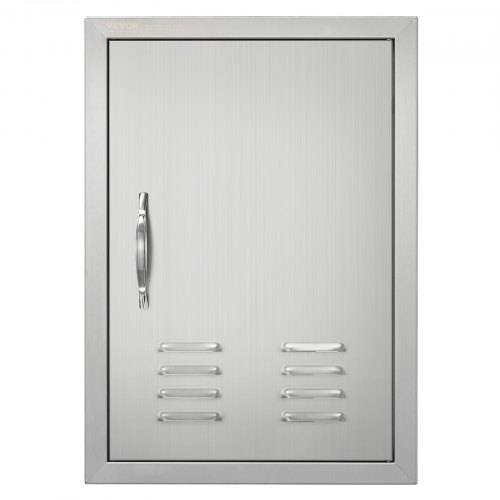 VEVOR Grill-Zugangstür, 610 x 431 mm, Einzelne Au_enküchentür, Flächenbündig Montierte Edelstahltür, Vertikale Wandtür mit Griff, Lüftungsschl