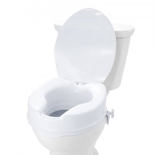 VEVOR Toilettensitzerhöhung Erhöhter Toilettensitz, 10 cm, 136 kg Tragkraft, Universelle Toilettensitzerhöhung, Schraubstangenverriegelung, mit Toi
