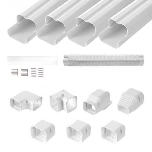 VEVOR Mini-Split-Line-Set-Abdeckung 76,2 mm B 4830 mm L, dekorative PVC-Rohrleitungsabdeckung für Klimaanlage mit 4 geraden Kanälen und vollständig