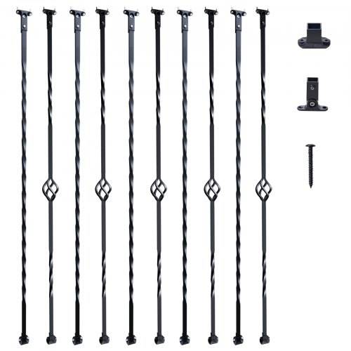 VEVOR Geländerstab Torstab Zierstab Zaunstab Verzinkter Stahl 56 x 56 x 1122 mm Balusters Treppenstab Treppensprossen Mattschwarz Ideal für Treppen
