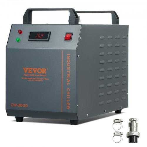 VEVOR Industrieller Wasserkühler, CW-3000, 80 W luftgekühltes industrielles Wasserkühler-Kühlsystem mit 12 L Wassertankkapazität, 12 L/min max. D