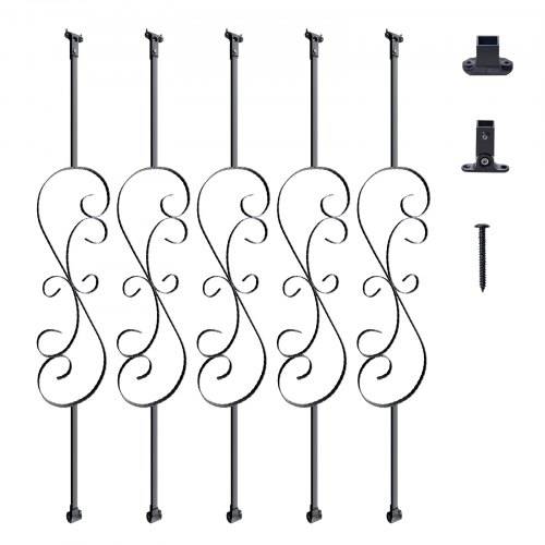 VEVOR Geländerstab Torstab Zierstab Zaunstab Verzinkter Stahl 185 x 20 x 1118 mm Balusters Treppenstab Treppensprossen Mattschwarz Ideal für Treppen