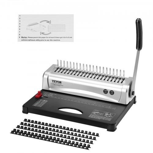VEVOR Bindemaschine, Kammbindemaschine 21-Loch-Bindung 450 Blatt, Buchbindemaschine mit 100 Stück 3/8 Zoll Kammbinderücken, für Briefgrö_e, A4, A5