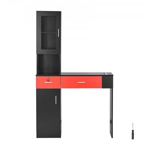 VEVOR Salonstation, Wandmontage, Friseursalonstation für Friseure, Beauty-Spa-Möbelset, 1 Lagerschrank, 3 Fächer und 2 Schubladen (eine abschlie_ba