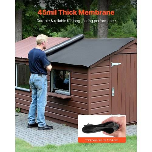 VEVOR Dachbahn, 4,572x6,096 m, Dachbahn, 1,14 mm EPDM Folie, Carportabdichtung, lange Lebensdauer & witterungsbeständig, Dachabdichtung