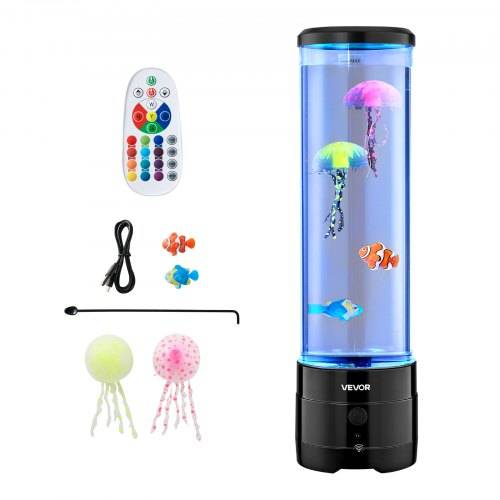 VEVOR Lavalampe 382 mm schwimmende Quallen-Blasenlichtlampe, 16 Farbwechsel-Lichteffekte, Bluetooth-Lautsprecher, Stimmungslampe, Aquarium