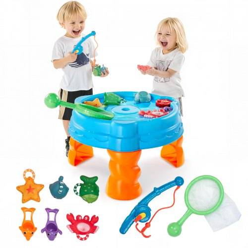 VEVOR Wassertisch, Spieltisch, Wasserspieltisch, Wasserspielset mit 9-teiligem Spielzeugzubehör, Sommer-Wasseraktivitätstisch mit Angelspielset für