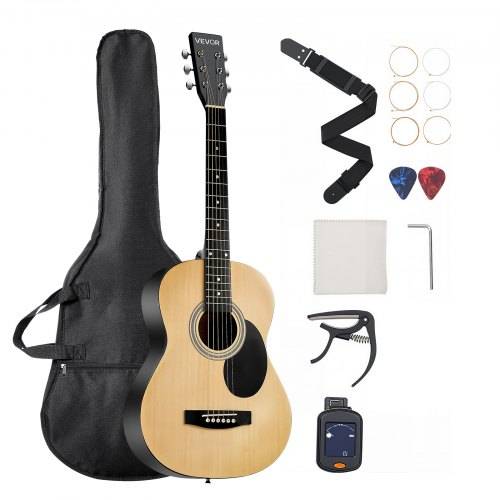VEVOR Dreadnought Akustik Gitarre 36 in / 914,4 mm Anfängerpaket mit Gigbag Natur