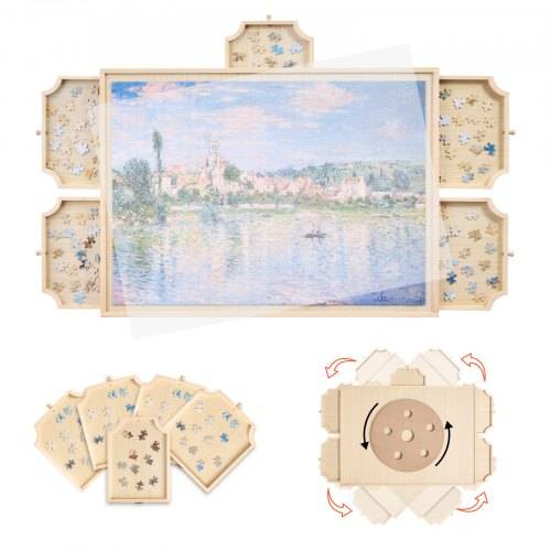 VEVOR 1000-teiliges drehbares Puzzlebrett mit 5 Schubladen & Abdeckung, tragbarer Puzzletisch (736 x 535 mm), Puzzle-Zubehör für Erwachsene, Puzzle-