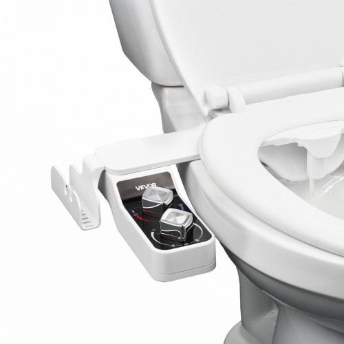 VEVOR Bidet-Toilettenaufsatz 7 mm ultradünner Toilettensitz-Aufsatz mit 2 einziehbaren Düsen (Kaltwasser / Warmwasser) & 2 Drehknöpfen & einstellba