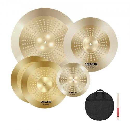 VEVOR Beckenset 4-teilig 254mm Splash 355mm HiHat 400mm Crash 505mm Ridebecken (10 14 16 20 Inches)