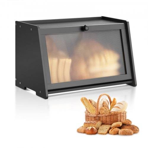 VEVOR Brotkasten für Küchentheke Brotbehälter Brotbox Brot-Organizer aus Holz für selbstgebackenes Brot, Aufbewahrungsbehälter mit gewellter Acry