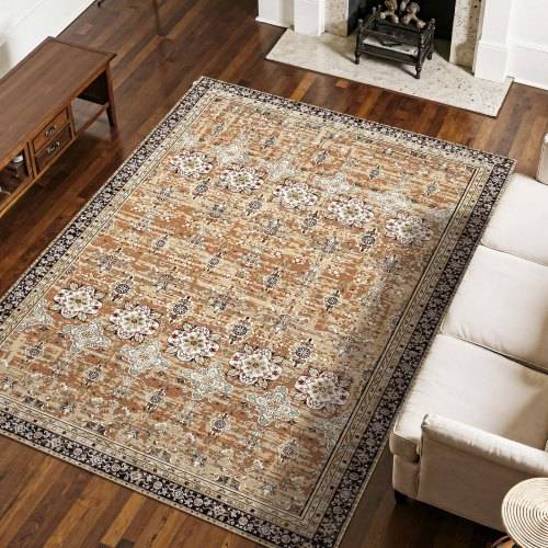 VEVOR Wohnzimmerteppich 2286x2896 mm, Kurzflor, waschbarer Flächenteppich, rutschfester Teppich, Vintage-Innenmatte für Schlafzimmer, Wohnzimmer,