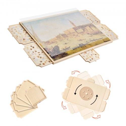 VEVOR 2000-teiliges drehbares Puzzlebrett mit 5 Schubladen & Abdeckung, tragbarer Puzzletisch (1045 x 763 x 36 mm), Puzzle-Zubehör für Erwachsene,