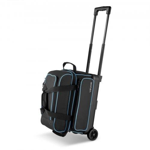 VEVOR Bowlingballtasche für 3 Bälle mit Doppelrollen & separatem Fach für Schuhe (bis US-Grö_e 16) & übergro_er Zubehörtasche, einziehbarer Grif