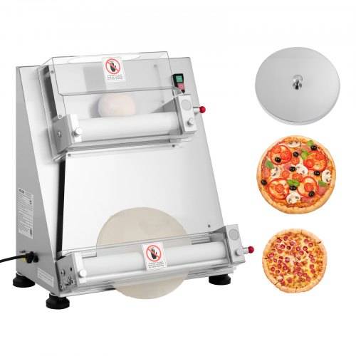 VEVOR elektrische Pizzateigpresse 355,6 mm Gebäck-Pressplatte, Brotpresse 390 W aus Edelstahl, kommerzieller Chapati Presse, Formmaschine mit