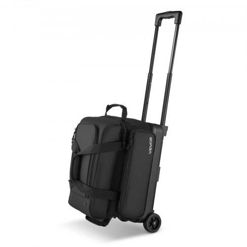 VEVOR Bowlingballtasche für 2 Bälle mit Doppelrollen & separatem Fach für Schuhe (bis US-Grö_e 16) & übergro_er Zubehörtasche, einziehbarer Grif