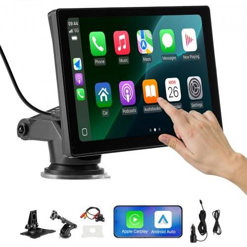 VEVOR kabelloses Autoradio (228,6 mm) HD-Radio mit Touchscreen, kompatibel mit Apple CarPlay & Android Auto, CarPlay-Bildschirm mit Rückfahrkamera