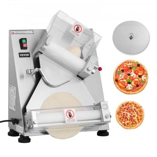 VEVOR elektrische Pizzateigpresse 355,6 mm Gebäck-Pressplatte, Brotpresse automatisch 370 W aus Edelstahl, kommerzieller Chapati Presse