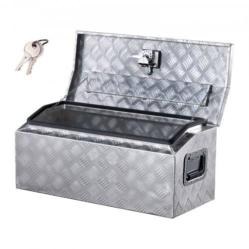 VEVOR Werkzeugkasten aus Aluminium für die Ladefläche, gestreifte Werkzeugkiste (762 x 330,2 x 330,2 mm) mit seitlichem Griff & T-Lock-Schlüssel,