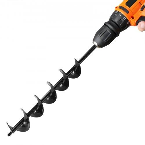 VEVOR Erdbohrer für Bohrmaschine, _ 8x60 cm Pfahlbohrer, für 3/8-Zoll-Sechskant-Bohrer, Erdlochbohrer, Durchlässenbohrer, Lochbohraufsätze zum Gra
