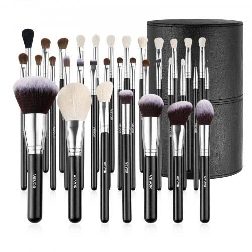 VEVOR Pinselset Makeup, 34-teilig, professionelles Schminkpinsel Set für Foundation, Lidschatten, Concealer, Rouge, mit weichen Borsten