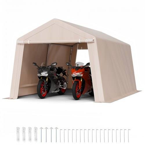 VEVOR Gerätehaus, 305x457x243 cm, Garagenzelt aus PE, Geräteschuppen, Fahrradgarage, Gartenschuppen, Carport, Fahrradschuppen, Aufbewahrungsgarage