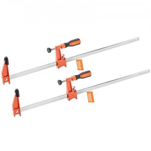 VEVOR Stangenklemmen für Holzbearbeitung 2 Stk. 60,96 cm _ffnung, feststellbare F-Klemme mit 272 kg Belastungsgrenze, 63,5 mm Tiefe, Gusseisen