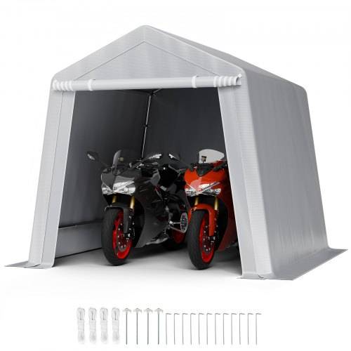 VEVOR Gerätehaus, 243,8x243,8x229cm, Garagenzelt aus PE, Geräteschuppen, Fahrradgarage, Gartenschuppen, Carport, Fahrradschuppen, Aufbewahrungsgarag