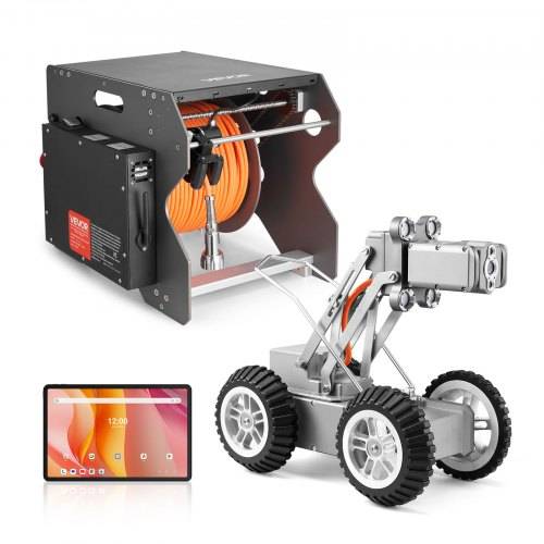 VEVOR Inspektionsroboter, 120 m lange Rohrleitungserkennungs-Kriechroboter mit 2 MP Front-/Rückkamera & Touchscreen-Tablet, IP68-Rohrkamera mit