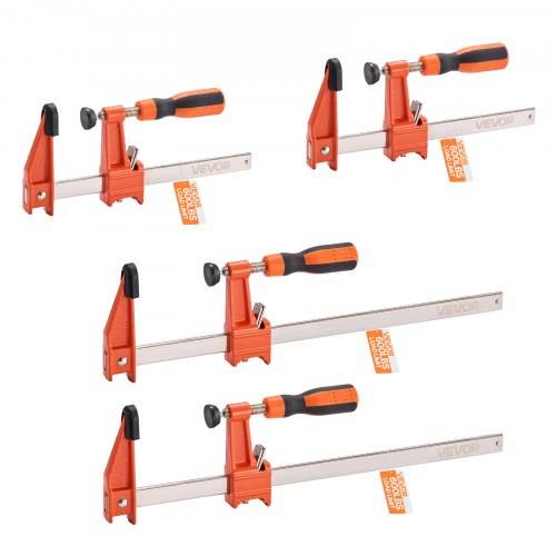 VEVOR Stangenklemmen für Holzbearbeitung 4 Stk. (15,24 / 30,48 cm) _ffnung, feststellbare F-Klemme mit 272 kg Belastungsgrenze, 63,5 mm Tiefe